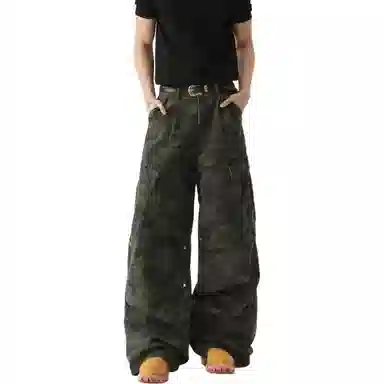TURN TIDE Wide Leg Cargo Denim Pants