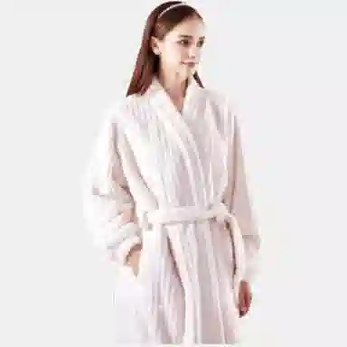 秀黛 纯色保暖透气加厚长款睡袍 男女同款