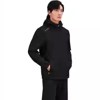 探路者 纯色连帽简约舒适夹克外套 男款 黑色