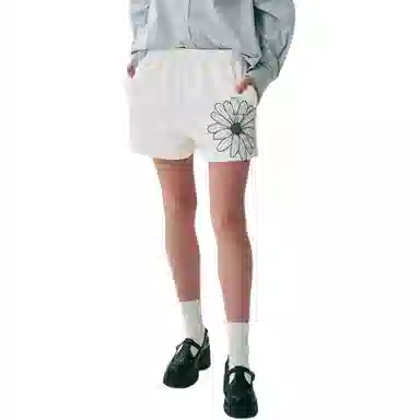 MARDI MERCREDI SS25 SWEAT SHORTS FLOWER_WHITE NAVY