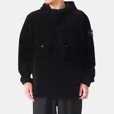 Stone Island FW23 Corduroy Hooded Jacket Black