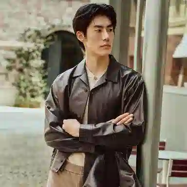 PEACEBIRD MEN Sharp Leather Jacket Brown