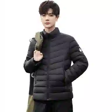 鸭鸭 撞色连帽羽绒服 男款