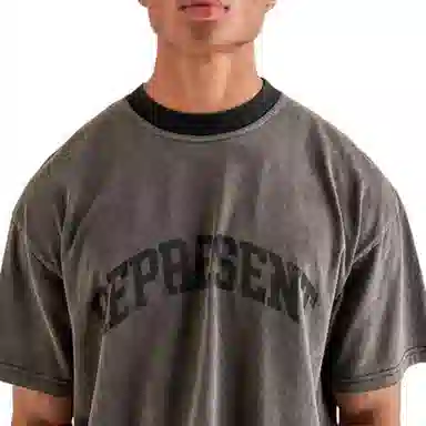 REPRESENT Logo Print T-Shirt Washed Grey