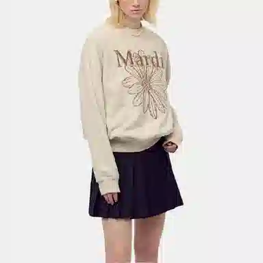 MARDI MERCREDI FW25 SWEATSHIRT FLOWERMARDI NEEDLEWORK_OATMEAL TAUPE