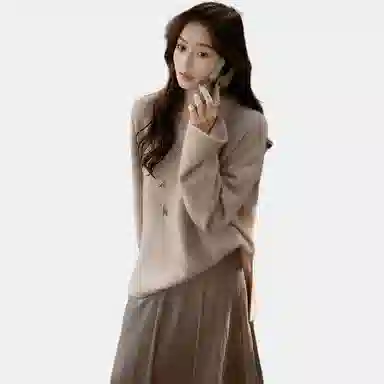 美洋 热红酒狐狸绒羊毛混纺毛衣 女款