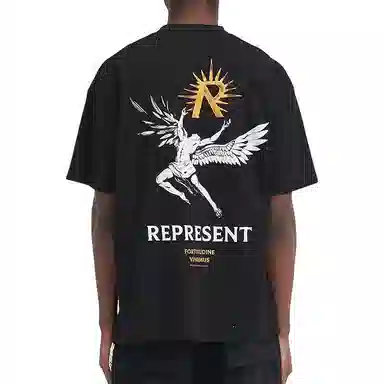 Represent Logo Print Slim Fit T-Shirt Black