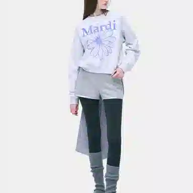 Mardi Mercredi Raglan Flowermardi Stone Embellished Heather Purple