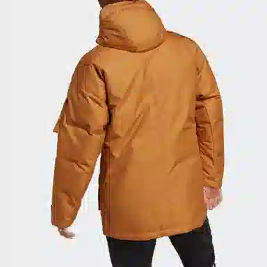 adidas Logo Print Down Jacket Brown