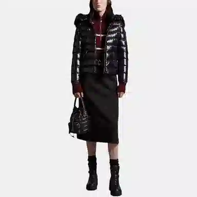 Moncler FW23 Logo Hooded Down Jacket Black