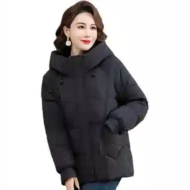 雅鹿 纯色中长款连帽舒适休闲长袖羽绒服 女款