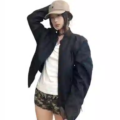 悍戈 美式复古潮流棒球领百搭高级感亲肤日常出行校园嘻哈网感商务休闲骑行外套行政夹克 男女同款