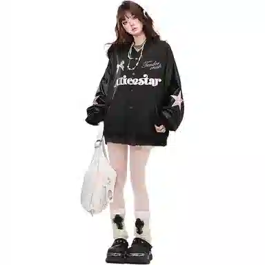桴生 美式高街复古拼接撞色字母刺绣设计感宽松休闲潮流亚比风棒球服夹克 男女同款