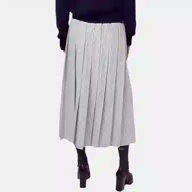 MARDI MERCREDI FW25 COTTON PLEATED MAXI SKIRT STRIPE_BLUE