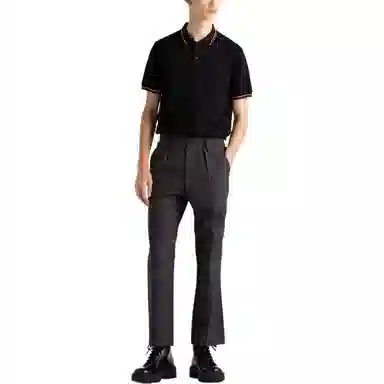 Prada Striped Edge Polo Shirt Black