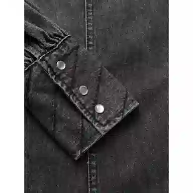 GANNI Mini Denim Shirt Dress Black