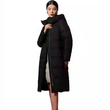 坦博尔 长款连帽商务保暖羽绒服 女款