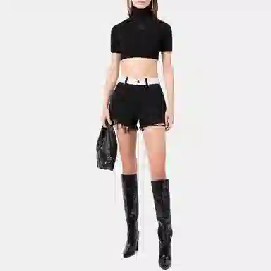 alexander wang FW22 Logo Embossed Cropped Sweater Black