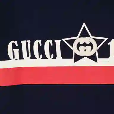 GUCCI Kids FW22 Striped Logo T-Shirt Blue
