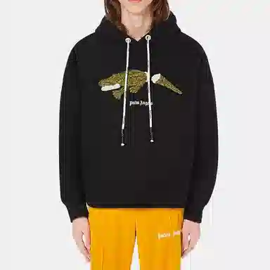 Palm Angels Crocodile Print Hoodie Black