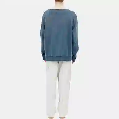 Maison Margiela Logo Embroidered Crewneck Sweatshirt Blue