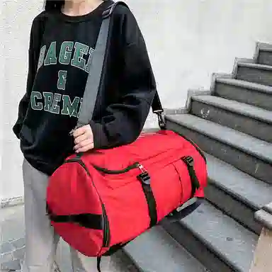 彤彤兔 短途收纳行李袋大容量轻便 牛津布 双肩包 常规 男女同款情侣款 黑色/红色/灰色