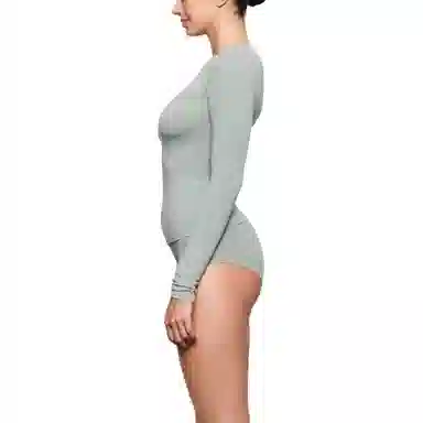 SKIMS Cotton Jersey Long Sleeve T-Shirt Mineral