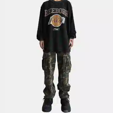 False Perception Washed Zip Cargo Pants Camouflage