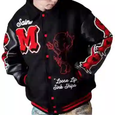 SAINT Mxxxxxx Colorblock Cartoon Letter Jacket