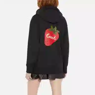 COACH SS23 Strawberry Logo Hoodie Black