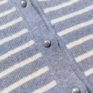 DIOR Striped V-Neck Knit Sweater Denim Blue