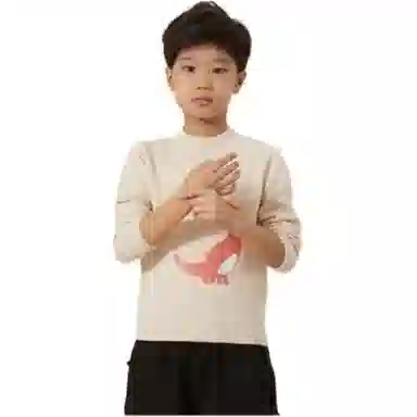 儿童款 恒源祥 打底加厚针织保暖印花毛衣 粉杏
