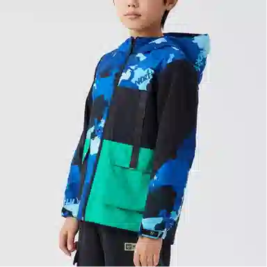 诺诗兰 连帽拉链拼色防风防水冲锋衣 青少年