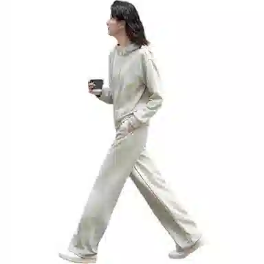 【dme】 连帽上衣长袖纯色简约长裤卫衣套装 女款 浅豆绿色