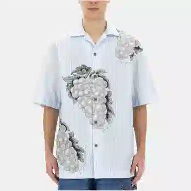 JW Anderson Floral Print Short Sleeve Shirt Blue