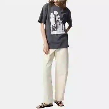 UNIQLO Printed Crew Neck T-Shirt Dark Gray