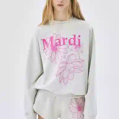 MARDI MERCREDI SS25 SWEATSHIRT TRIPLE FLOWER_OATMEAL PINK