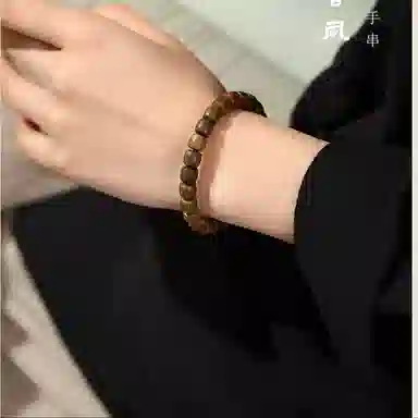 郁馨 单圈桶珠素串简约禅意温柔森系学院风 中式美学盘玩佛珠小清新文艺 招财纳福#好运 绿檀 手串 男女同款情侣款