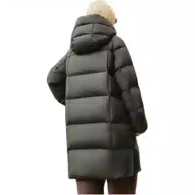 坦博尔 长款连帽过膝长袖通勤面包服羽绒服 女款