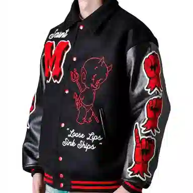 SAINT Mxxxxxx Colorblock Cartoon Letter Jacket