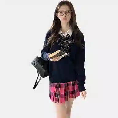 东鲸岁时记 学院风收腰修身西装长袖舒适时尚衬衫半身百褶气质裙子制服 女款