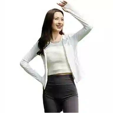 欧迪芬 修身连帽春夏冰丝防晒服凉感短款显瘦外套微喇叭裤两件套速干时尚运动风轻盈舒适感防晒衣透气性好时尚设计显瘦效果健身套装 女款