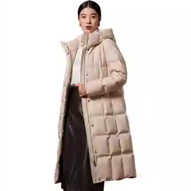 坦博尔 长款连帽商务保暖羽绒服 女款