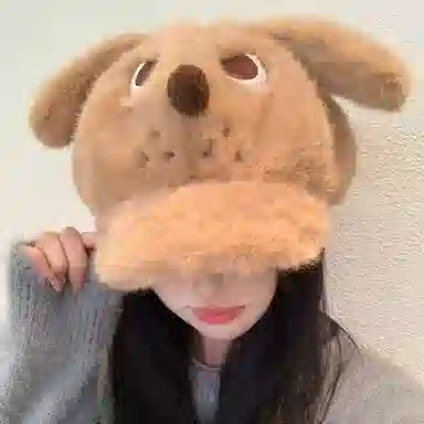 【秋冬必备~愤怒小狗】 攸委 可爱卡通毛绒鸭舌贝雷帽女冬季保暖加绒加厚显脸小 涤纶 时尚百搭学生毛茸茸棒球帽八角帽 男女同款情侣款