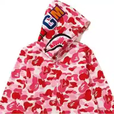 A BATHING APE Shark Camo Hoodie Pink