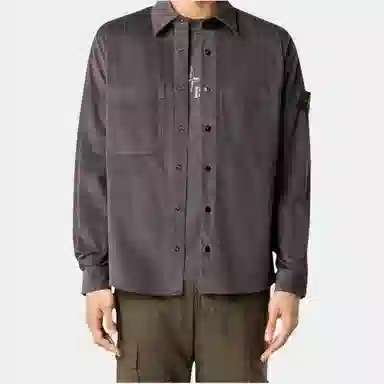 Stone Island Corduroy Shirt Carbon Grey