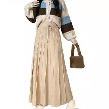 恒源祥 时尚百搭纯色百褶裙休闲长裙 女款