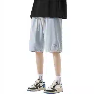 双星八特 潮牌百搭短裤休闲宽松直筒运动裤子牛仔短裤 男女同款