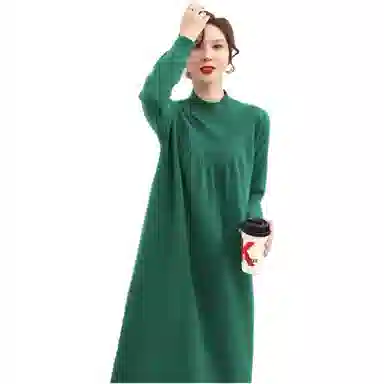 恒源祥 纯色休闲简约长袖连衣裙 女款