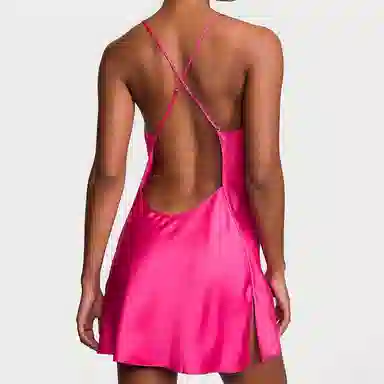 Victoria's Secret Satin Open-Back SlipBarbie powder
